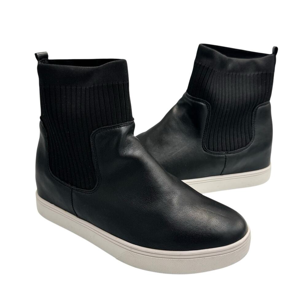 Boutique by Corky's NEW Sweater Weather Black Faux Leather Pull On Sock Booties